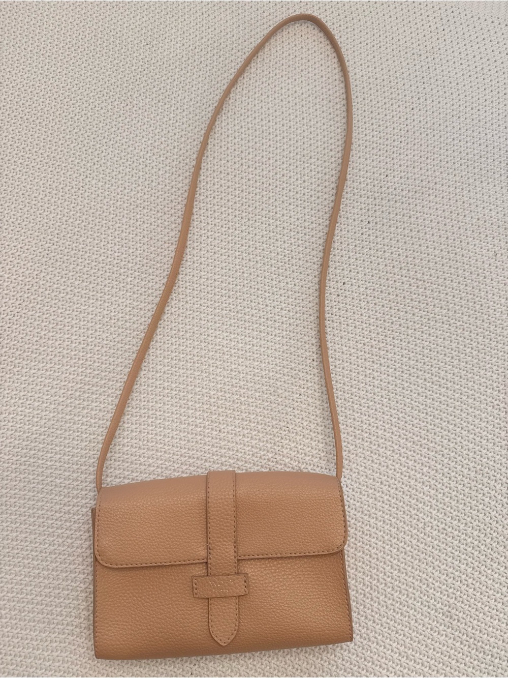 Classic Tan Pebbled Leather Crossbody Bag